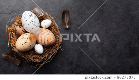 Easter eggs in nest 86275073