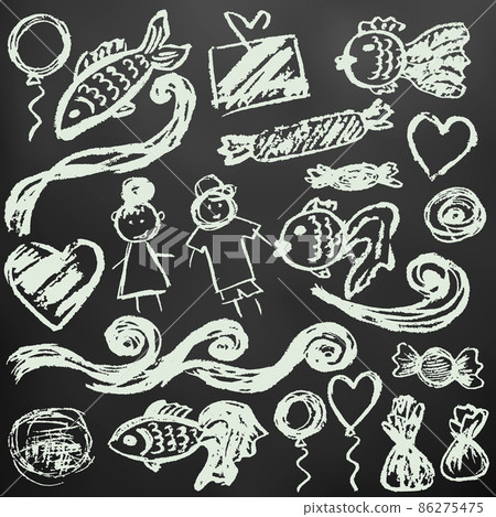 A set of elements for your creativity. Children's drawings wax crayons A set of elements for your creativity. Children's drawings wax crayons 86275475