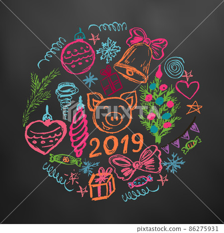 A set of elements for your creativity. Children's drawings wax crayons A set of elements for your creativity. Children's drawings wax crayons 86275931