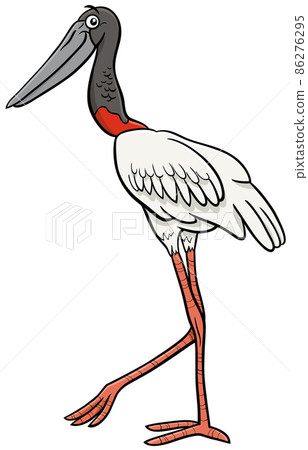 jabiru bird animal character cartoon illustration 86276295