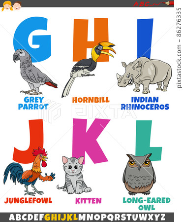 educational alphabet set with cartoon funny animal characters 86276335