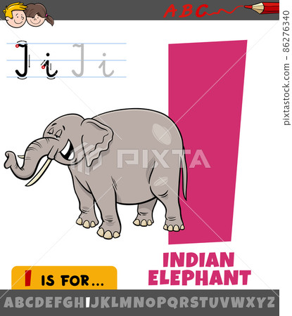 letter I from alphabet with cartoon Indian elephant character letter I from alphabet with cartoon Indian elephant character 86276340
