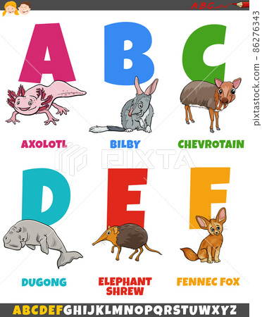 educational alphabet set with cartoon animals educational alphabet set with cartoon animals 86276343