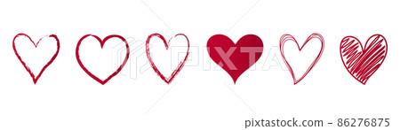 Red hand drawn hearts isolated on white... - Stock Illustration ...