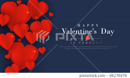 Valentine's day banner design with red paper hearts on dark blue background. Elegant vector greeting card with space for your text. Suit for flyer, invitation, poster, brochure, banner. Vector Valentine's day banner design with red paper hearts on dark blue background. Elegant vector greeting card with space for your text. Suit for flyer, invitation, poster, brochure, banner. Vector 86276876