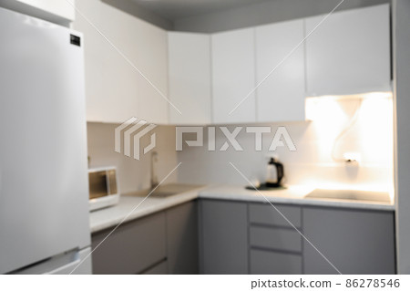 Blurred view of stylish modern kitchen interior 86278546