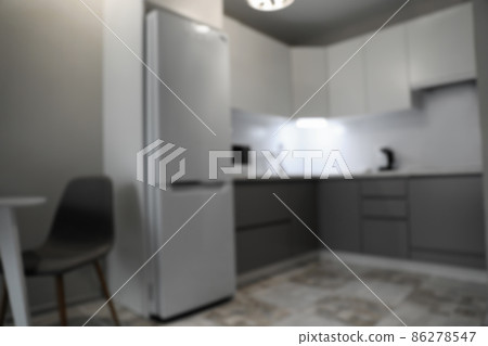 Blurred view of stylish modern kitchen interior 86278547
