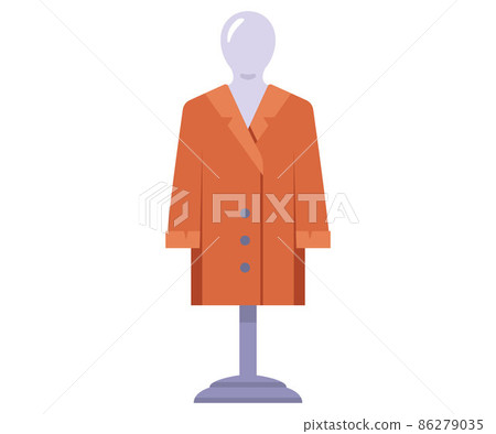 a brown coat hangs in a store on a mannequin. clothing store for sale. a brown coat hangs in a store on a mannequin. clothing store for sale. 86279035