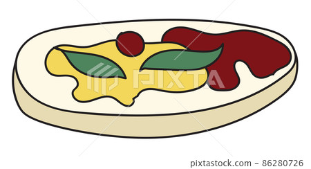 Doodle cartoon style bruschetta tapas canape appetizers with pate ketchup and mustard. Bar restaurant menu ads, card, farmers market food decor, website design Doodle cartoon style bruschetta tapas canape appetizers with pate ketchup and mustard. Bar restaurant menu ads, card, farmers market food decor, website design 86280726