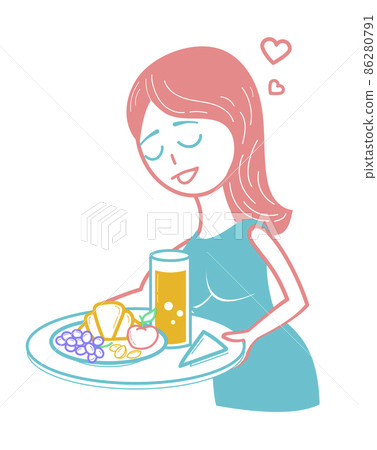 icon of a caring woman with a tray icon of a caring woman with a tray 86280791
