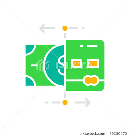 Vector recharge cards, bank ATM, cash dispenser, withdraw money white line icon. Vector recharge cards, bank ATM, cash dispenser, withdraw money white line icon. 86280970