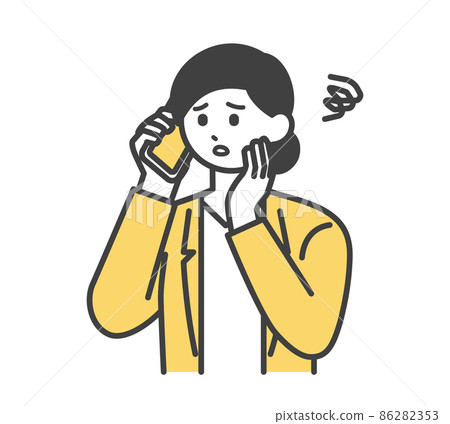 Illustration material that female employees contact with smartphone 86282353