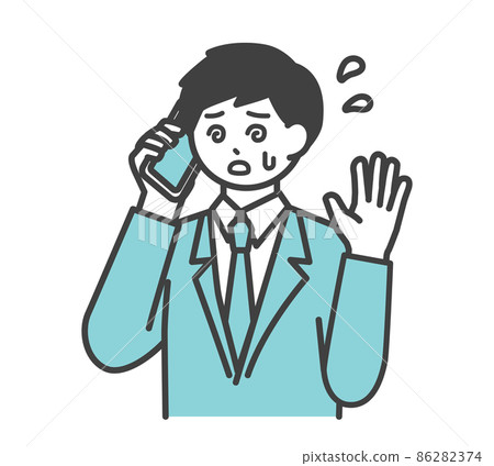 男性員工用智能手機接觸的插圖素材 86282374