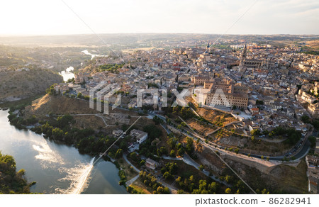 Aerial view historical city of Toledo. Spain Aerial view historical city of Toledo. Spain 86282941
