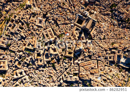 Directly above view rooftops of Toledo. Spain 86282951