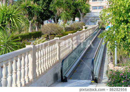 Escalator leading to the main street of Villajoyosa town Escalator leading to the main street of Villajoyosa town 86282956
