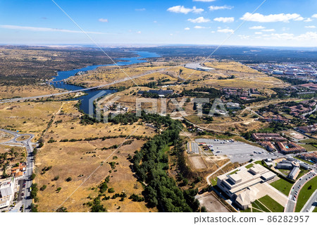 Avila townscape with river, countryside and roads. Spain Avila townscape with river, countryside and roads. Spain 86282957