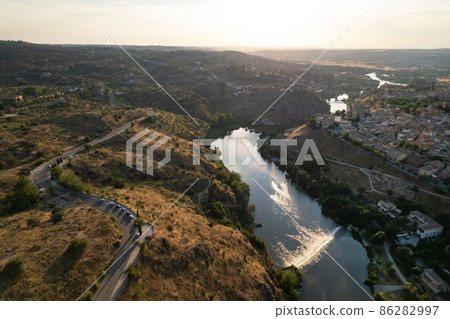 Aerial view historical city of Toledo. Spain Aerial view historical city of Toledo. Spain 86282997
