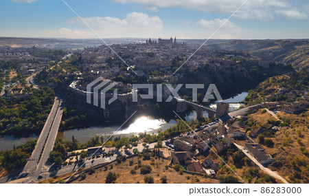 Aerial view historical city of Toledo. Spain Aerial view historical city of Toledo. Spain 86283000