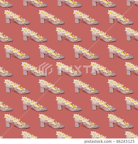 seamless pattern of women's shoes on pink background seamless pattern of women's shoes on pink background 86283125