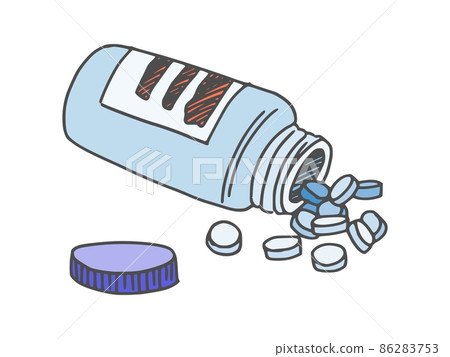 scattered pills and a bottle of medicine. vector scattered pills and a bottle of medicine. vector 86283753