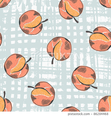 Cute pattern with color sketch peach fruits 86284468