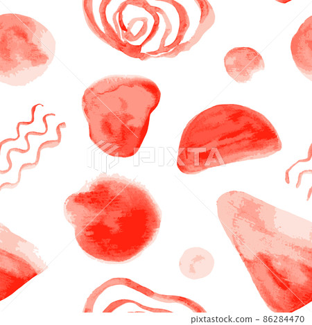 Pattern with bright textured red watercolor stains 86284470