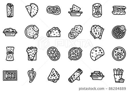 Mexican cuisine line vector doodle simple icon set Mexican cuisine line vector doodle simple icon set 86284889