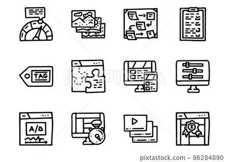 Website creation line vector doodle simple icon... - Stock Illustration ...