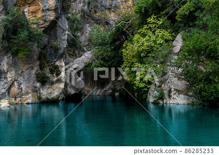 natural rocky canyon with blue water in Goynuk, Turkey 86285233