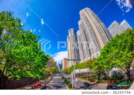 Tokyo Shinjuku fresh green and blue sky Tokyo Shinjuku fresh green and blue sky 86285746