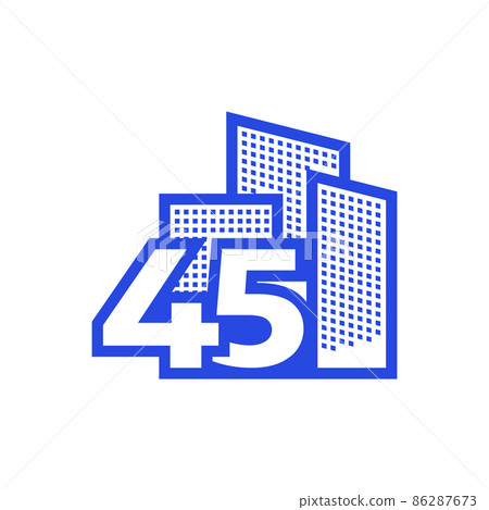number 45 with building logo design vector graphic symbol icon illustration creative idea 86287673