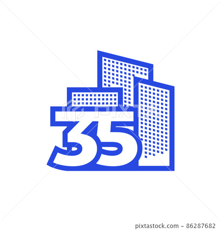 number 35 with building logo design vector graphic symbol icon illustration creative idea 86287682