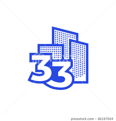 number 33 with building logo design vector graphic symbol icon illustration creative idea 86287684