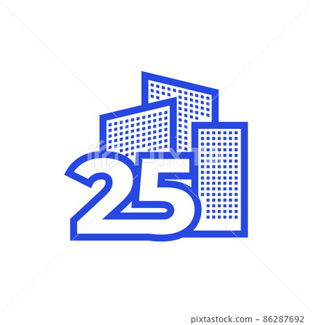 number 25 with building logo design vector graphic symbol icon illustration creative idea 86287692