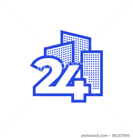 number 24 with building logo design vector graphic symbol icon illustration creative idea 86287693