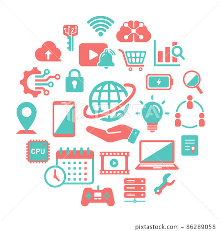 IT / 高科技相關圖標圓形矢量圖（雙色） 86289058