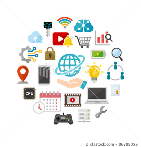 IT / 高科技相關圖標圓形矢量圖 86289059
