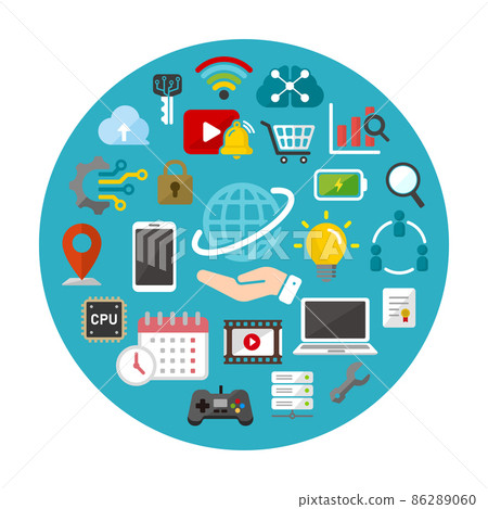 IT / 高科技相關圖標圓形矢量圖 IT / 高科技相關圖標圓形矢量圖 86289060