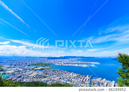 高松市地方城市四國香川縣高角度[屋島全景] 86289952