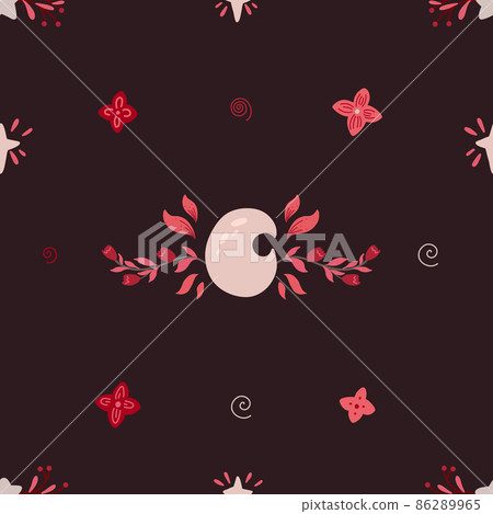 Vector delicate seamless pattern with crescent moon and sakura on dark background. Gentle mystical texture with flower wreaths. Spiritual wallpaper Vector delicate seamless pattern with crescent moon and sakura on dark background. Gentle mystical texture with flower wreaths. Spiritual wallpaper 86289965