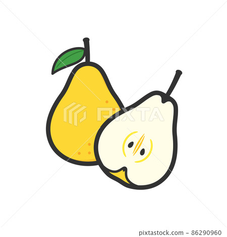 Fruit illustration pear and its cross section Fruit illustration pear and its cross section 86290960