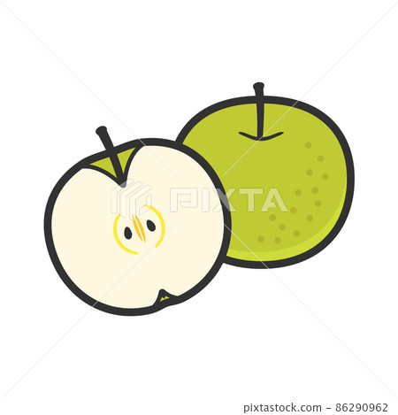 水果插圖日本梨及其橫截面 86290962