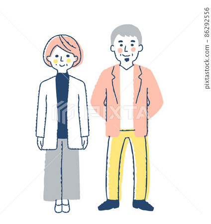 微笑的年長夫婦全身 86292556