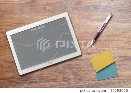 Transition graph of average salary in Japan reflected on tablet terminals 86293656