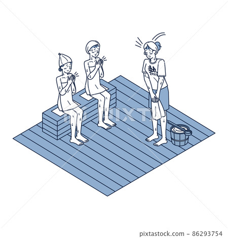 Isometric illustration of a female customer applauding a female heat wave teacher 86293754