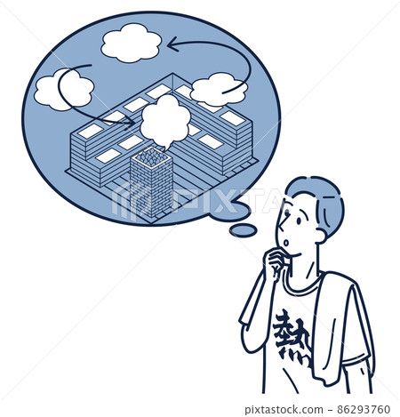 Isometric illustration of a heat wave master who enthusiastically studies the comfort of a sauna 86293760