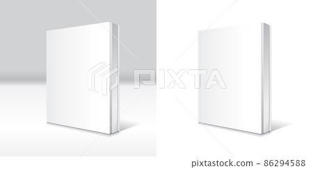 Blank white standing softcover book or magazine mockup template. Realistic 3d vector 86294588