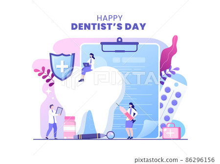 World Dentist Day with Tooth and Dentistry to Prevent Cavities and Healthcare in Flat Cartoon Background Illustration Suitable for Poster or Banner World Dentist Day with Tooth and Dentistry to Prevent Cavities and Healthcare in Flat Cartoon Background Illustration Suitable for Poster or Banner 86296156