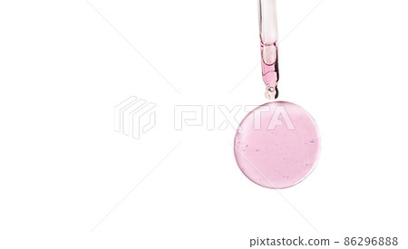 Cosmetic serum bubble and dropper with hyaluronic acid isolated on white background. 86296888